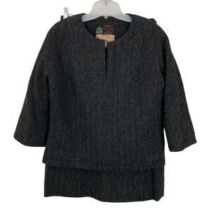Vintage 60s Harris Tweed Wool Top Skirt Suit Womens Size M/L Made in Hong Kong